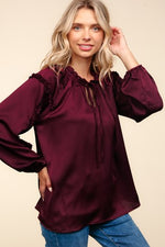 Burgundy Conference Satin Blouse