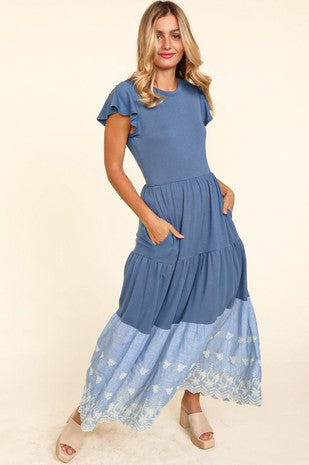 Blue Magnolia Lace Maxi Dress