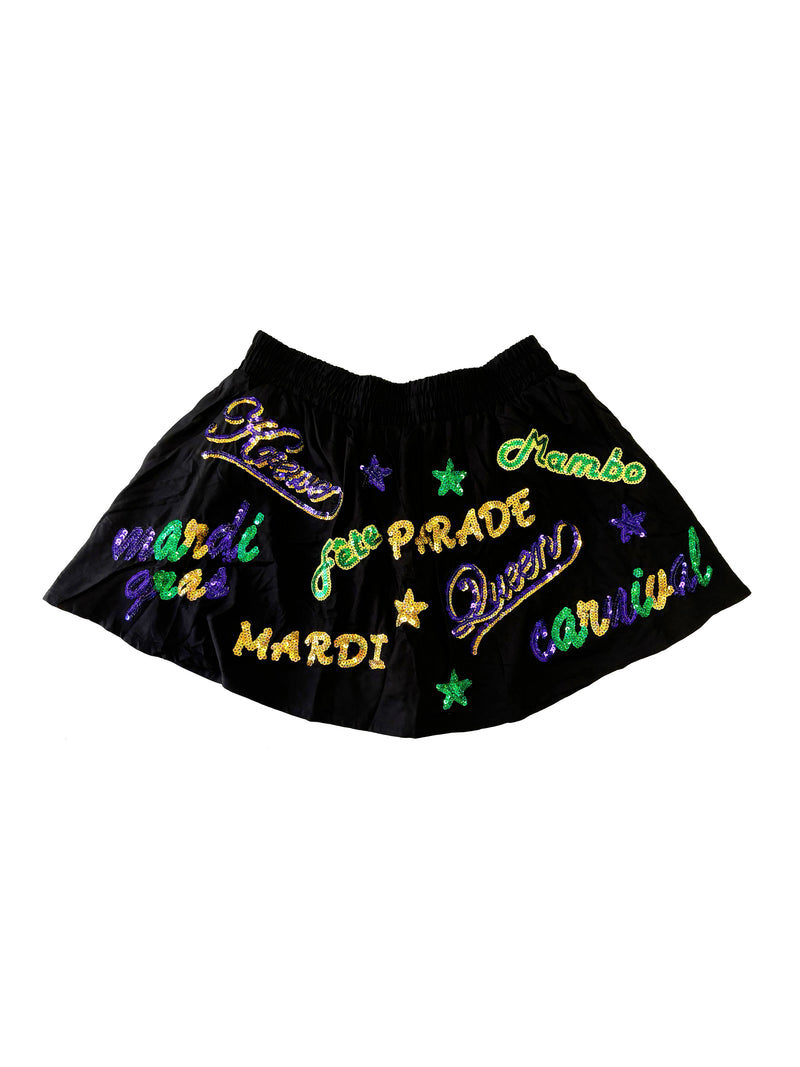 Adult Mardi Gras Explosion Skort - Black