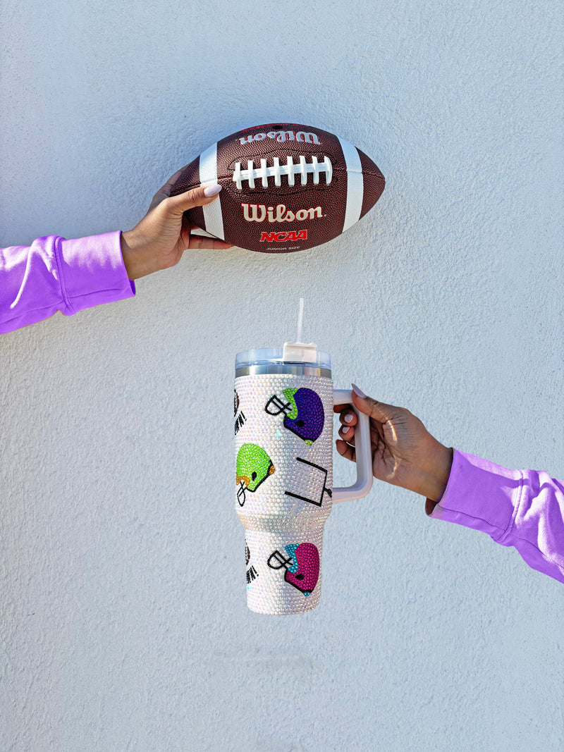 Touchdown Football Rhinestone Tumbler