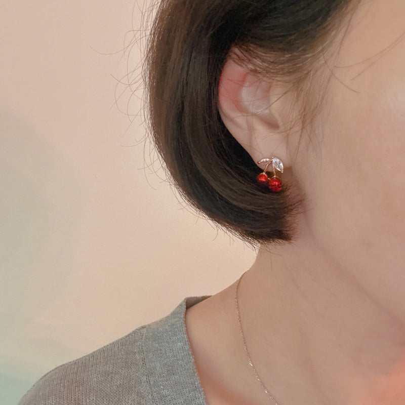 Jewel Cherry Stud Earrings