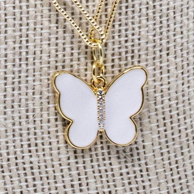 White Butterfly Necklace