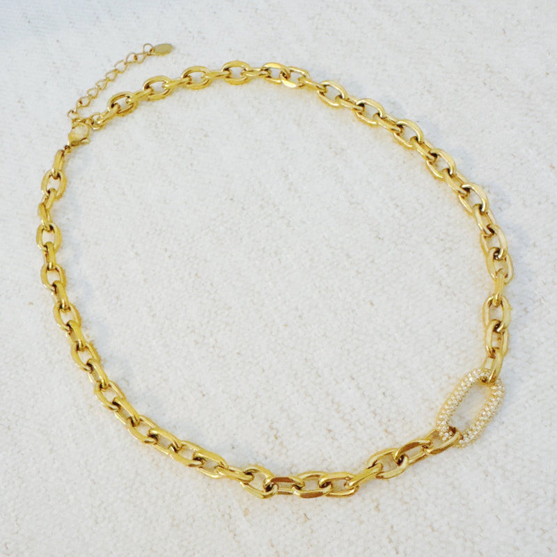 Pave Lock Chain Necklace