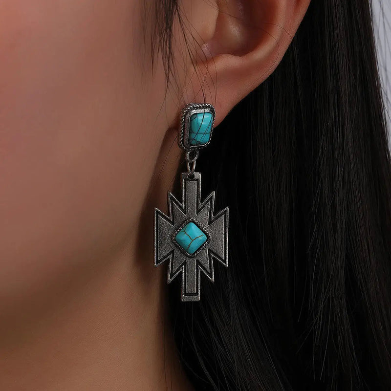 Western Cowgirl Jewelry Bulk Wholesale Aztec Western Dangle Earrings