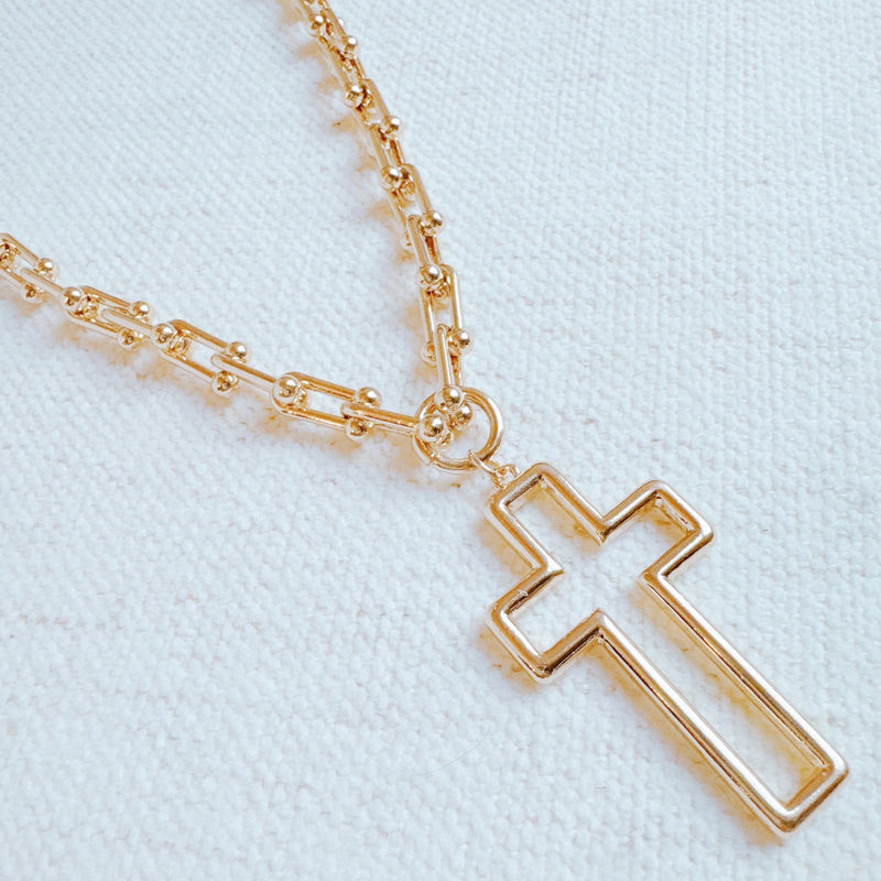 Stylish Cross Pendant U Chain Necklace