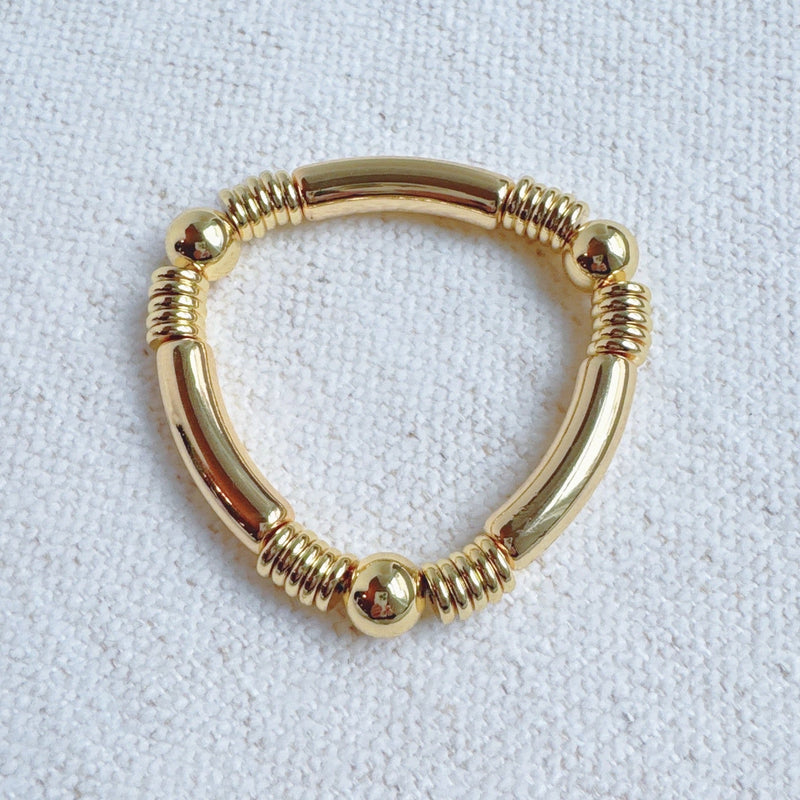 Tube Golden Bead Stretch Bracelet
