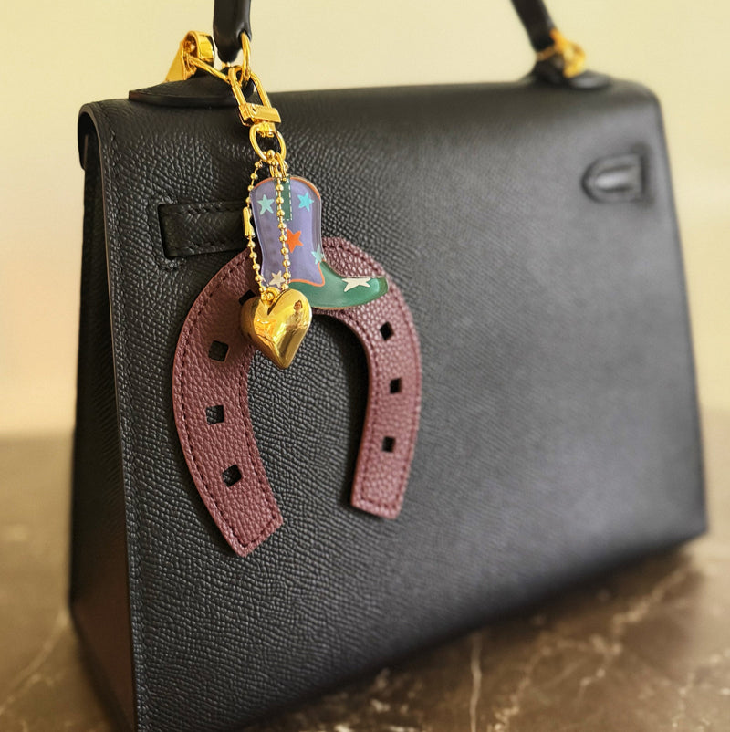 Western Horseshoe Bag Charm – Cowboy Boot & Heart