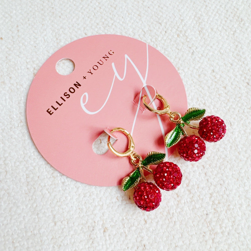 Yummy Cherry Dangle Huggie Earrings