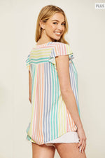 Bright Days Striped Flutter Sleeve Top