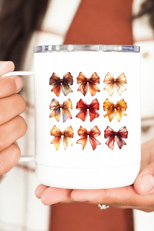 Fall Colored Bows Stack Coffee Travel Mug