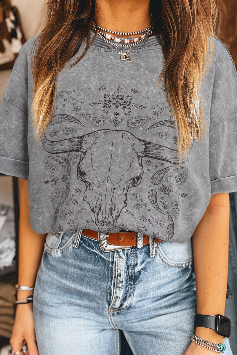Western Steer Head Tie Dye Tee
