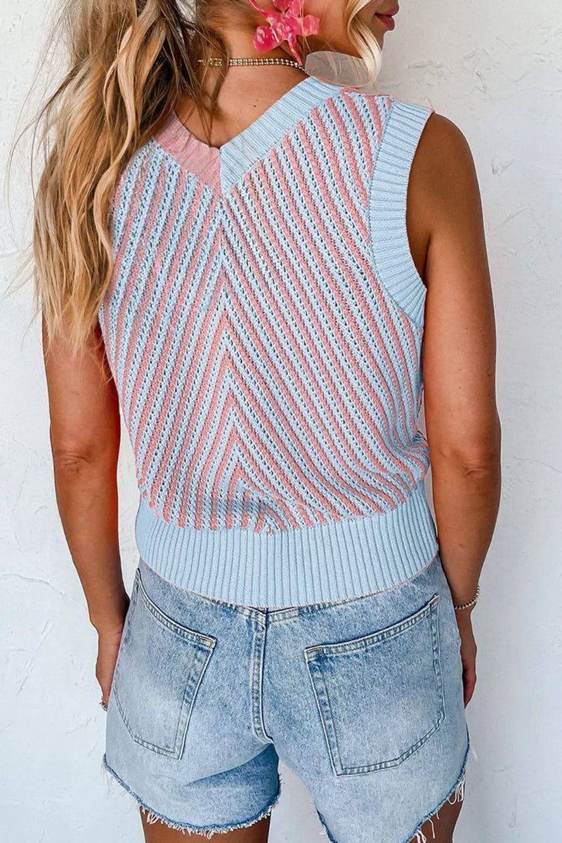 V-Neck Contrast Sweater Vest