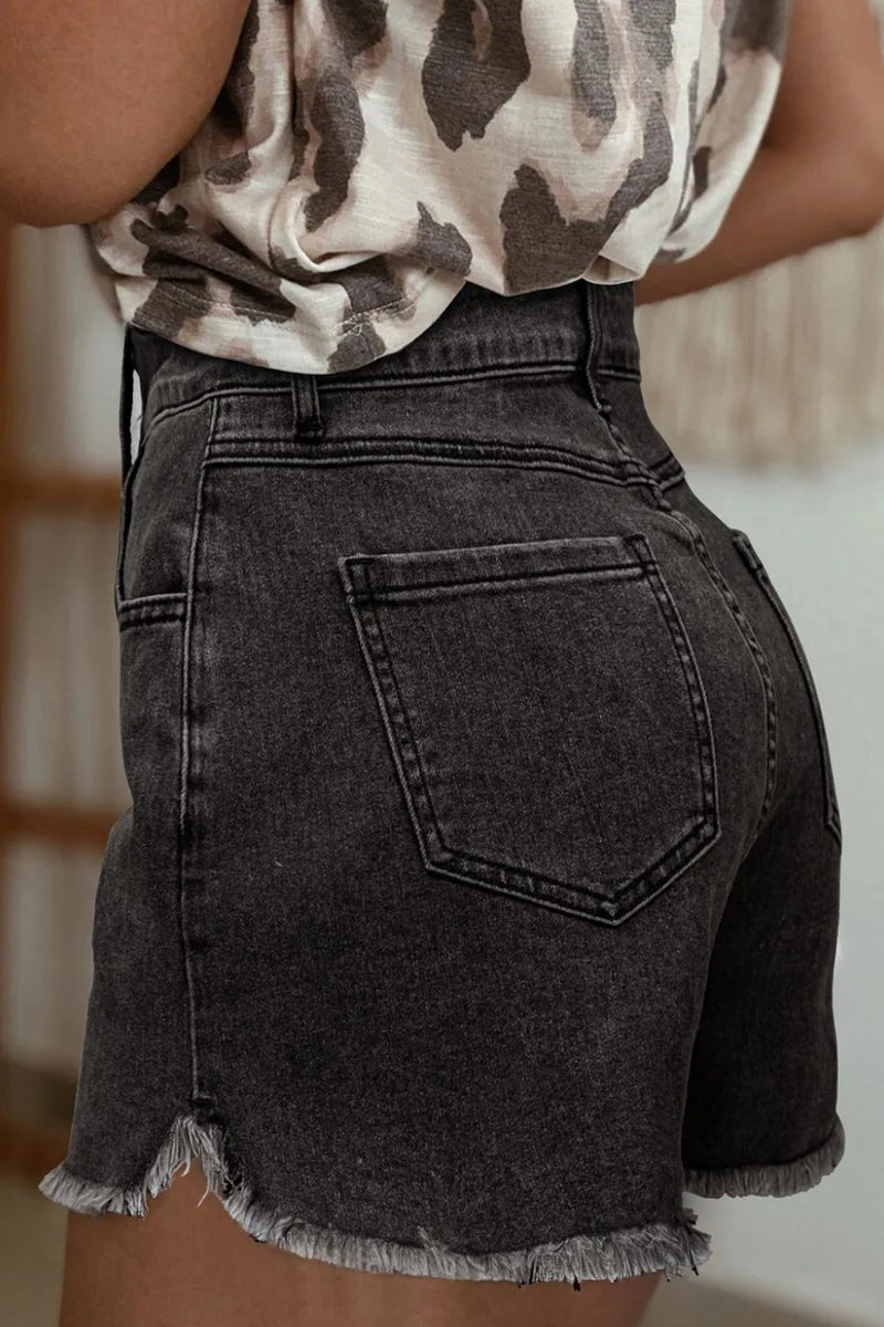 Raw Hem High Waist Denim Shorts
