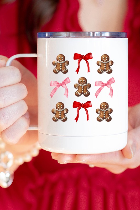 Christmas Gingerbread Bows Coffee Travel Cup