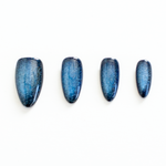 Blue Velvet | Trendy Cat Eye Glitter Winter Press-On Nails
