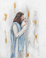 Jesus and Baby 'I Knew You' in Acrylic Gold Frame 4x6: Blue