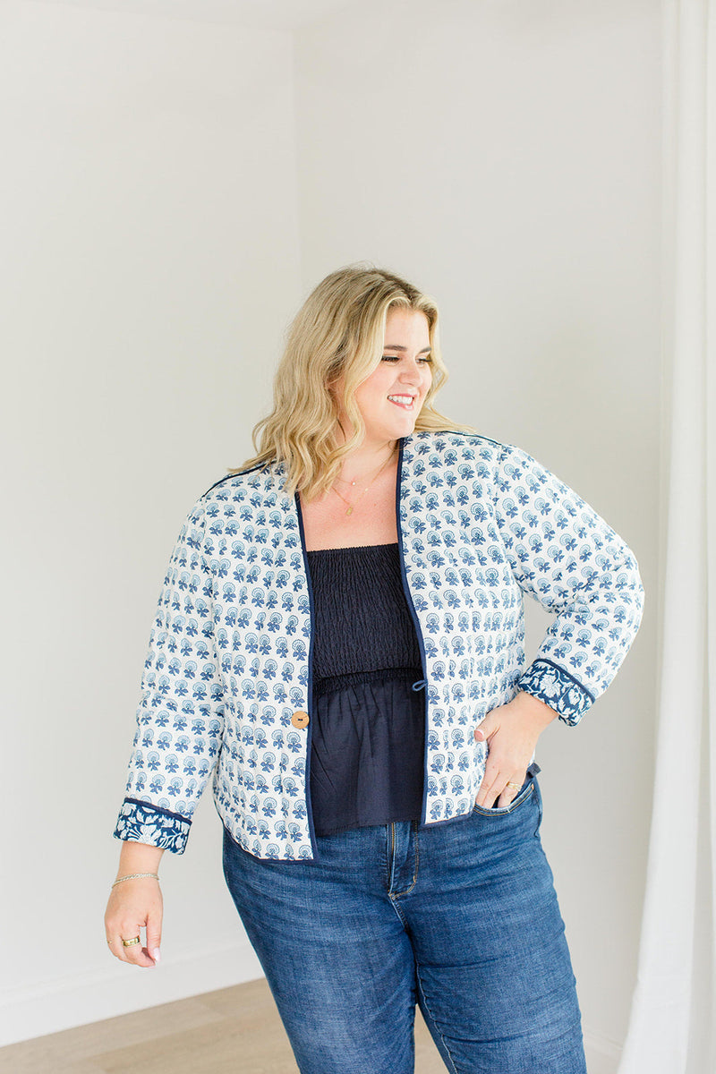 The Emily *Reversible* Quilted Jacket in French Navy - Final Sale