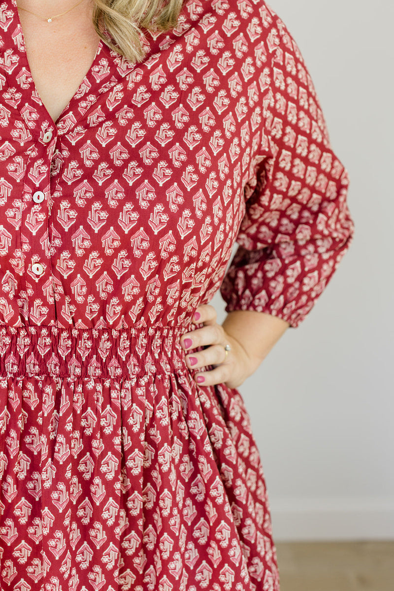 The Francesca Midi Dress in Spiced Merlot