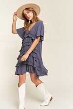 TIERED RUFFLE MINI DRESS