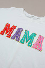 Women Mother's Day MAMA Chenille Patched T Shirt