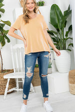 TWO TONE SLUB RIB STRIPE TOP