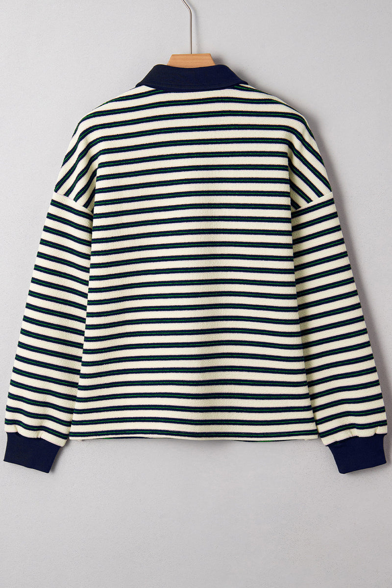 Louisa Contrast Collar Zip Long Sleeve Top