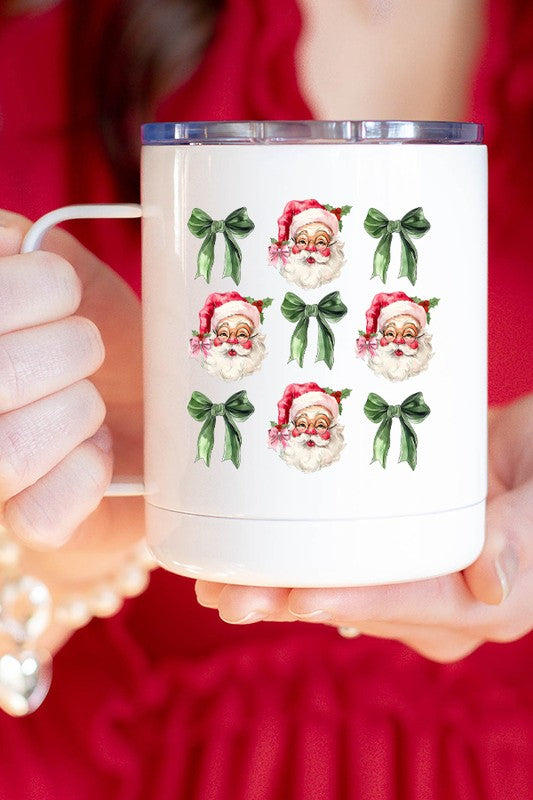 Christmas Green Bow Santa Holiday Coffee Cup