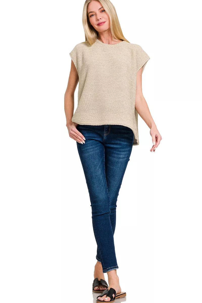 Zenana Oversized Crew Neck Sweater Vest