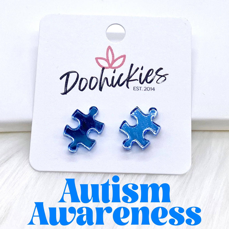Mirror Acrylic Autism Awareness Puzzle Studs -Earrings