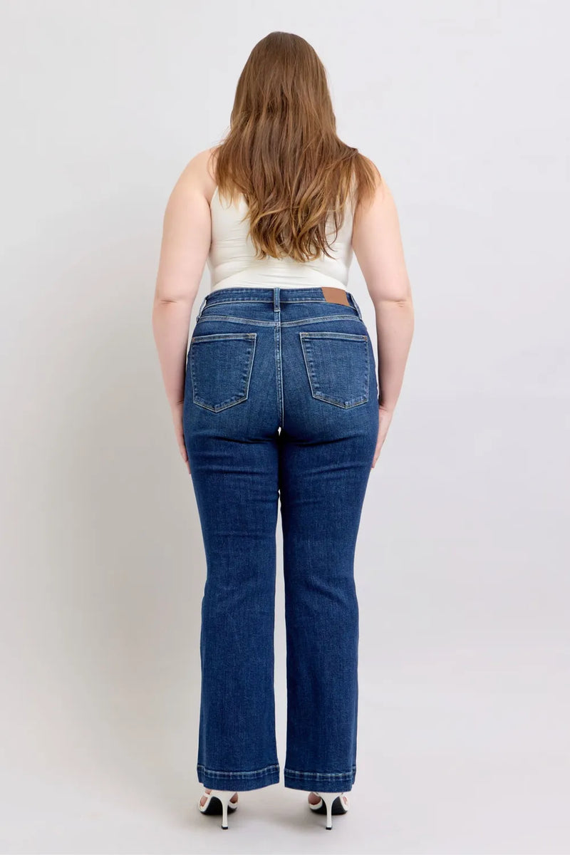 Judy Blue Full Size High Rise Flare Jeans with Pockets Plus Size