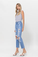 Stretch Super High Rise Crop Straight