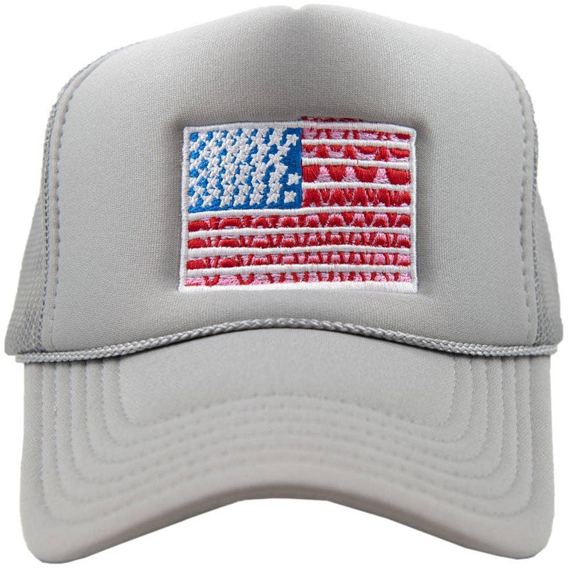 American Flag Cute Foam Trucker Hat: White