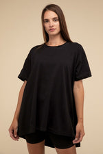 Cotton Drop Shoulder Oversized Top