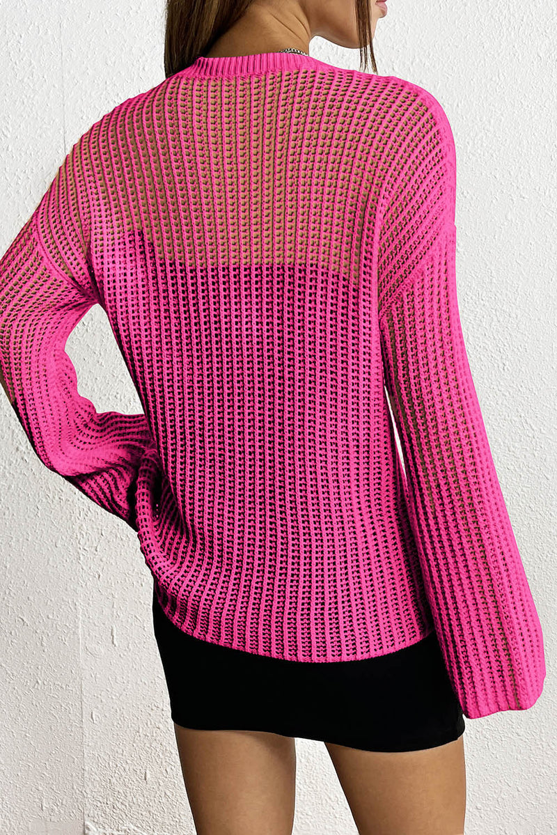 Rose Star Pattern Lightweight Hollow Knit Sweater
