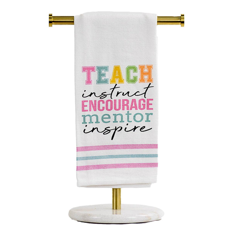 Teach Instruct Encourage Hand Towel   White/Multi   20x28