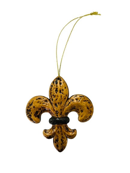 Burnished Gold Fleur de Lis Christmas Ornament