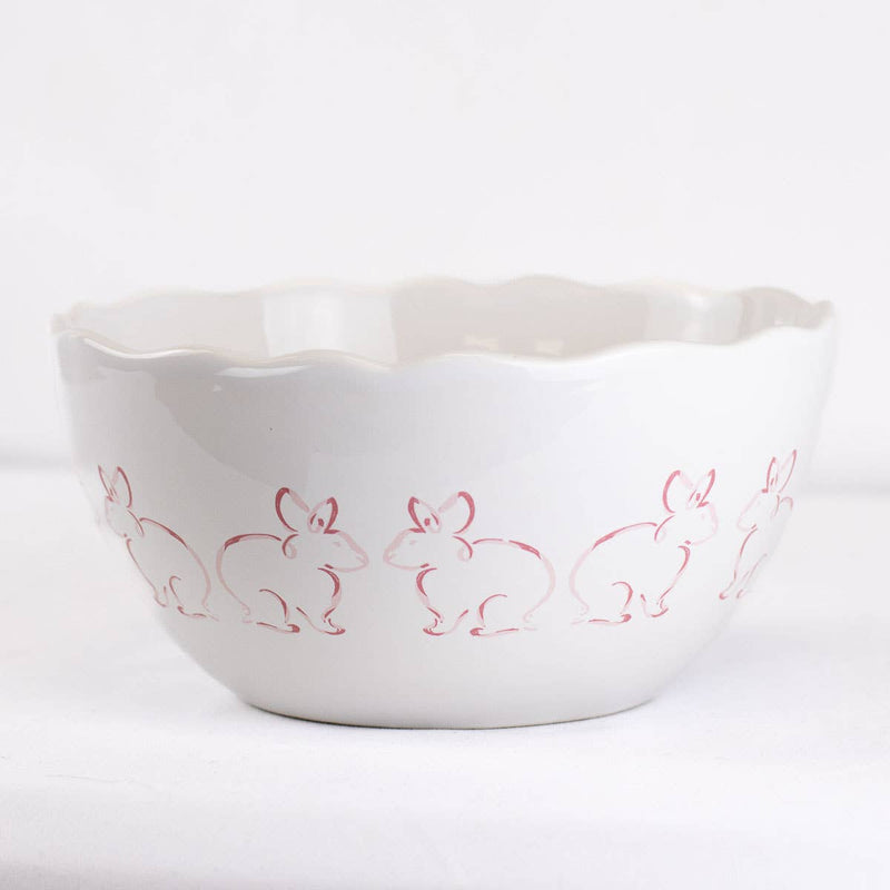Delilah Bunny Bowl   White/Light Pink   8x4