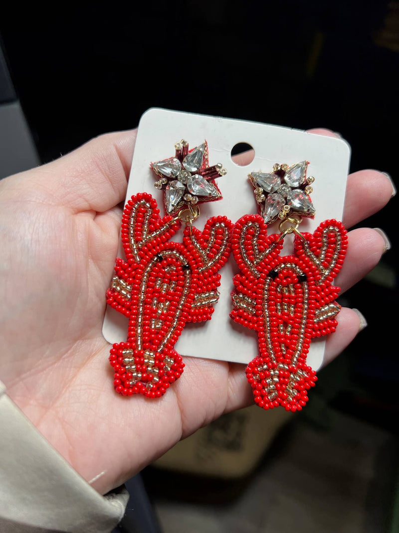 Crawfish\Lobster Seed bead earrings
