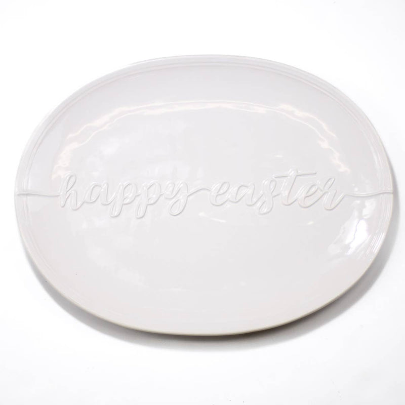 Easter Embossed Oval Platter   White   16x12