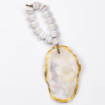 Oyster Bead Ornament   White/Gold   6.3x2x.4