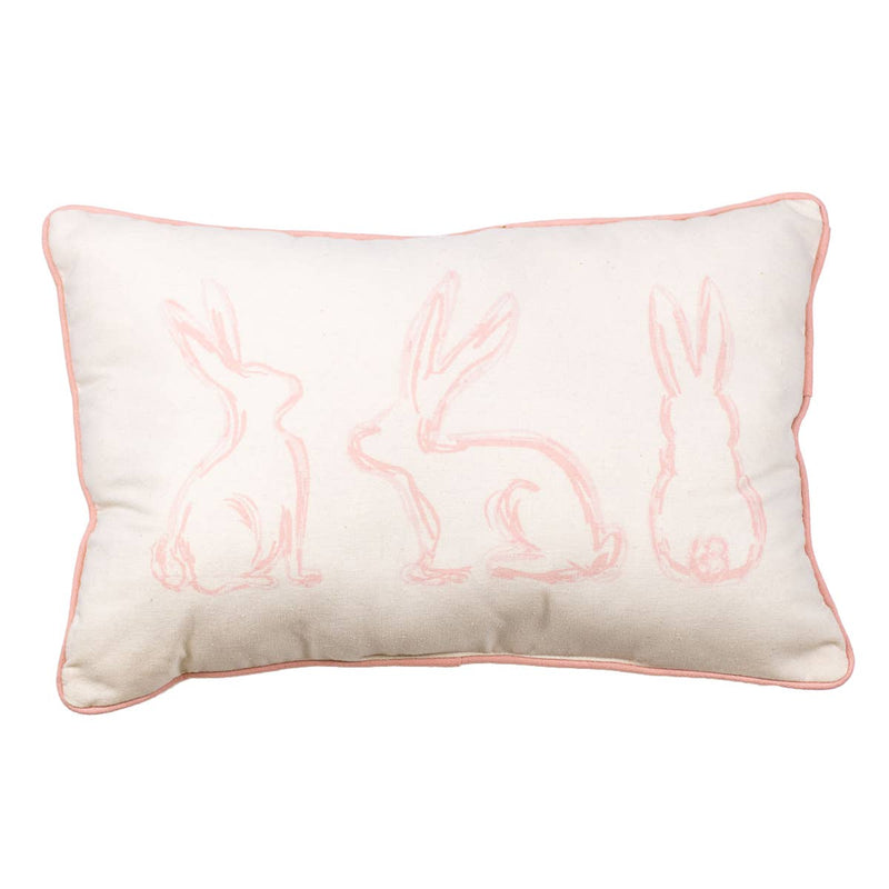 Lily Belle Bunny Lumbar Pillow   Soft White/Pink   13x20